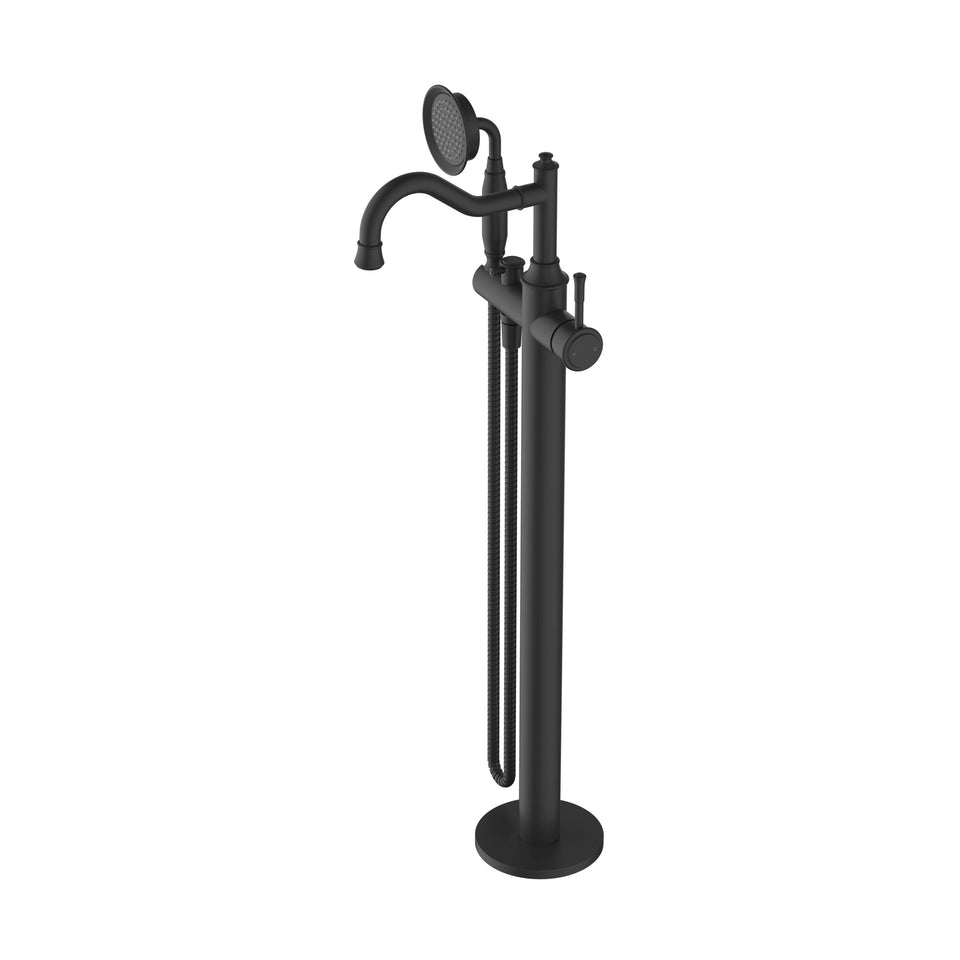 Modern National Montpellier Freestanding Bath Mixer With Hand Shower - Matte Black (MON012BK)