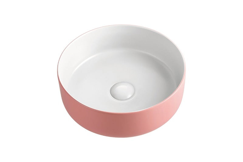 ADP Margot Above Counter Basin Matte White Inside Matte Pink Outside 360 dia.