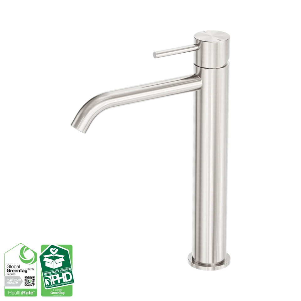 Nero Zen SS316L Tall Basin Mixer - Brushed Nickel (NR162201aBN)