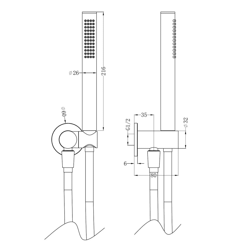 Nero Zen SS316L Shower On Bracket
