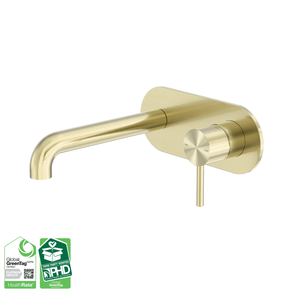 Nero Zen SS316L Wall Basin/Bath Mixer Set 185/230mm Spout - Brushed Gold / 185MM (NR162210a185BG)