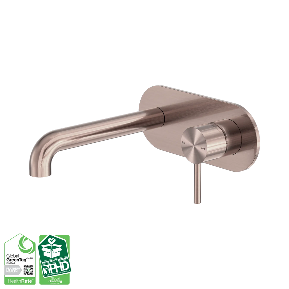 Nero Zen SS316L Wall Basin/Bath Mixer Set 185/230mm Spout