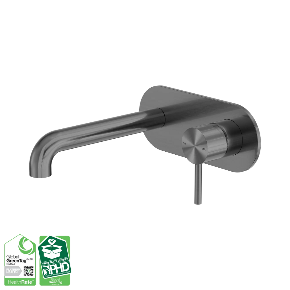 Nero Zen SS316L Wall Basin/Bath Mixer Set 185/230mm Spout - Graphite / 185MM (NR162210a185GR)