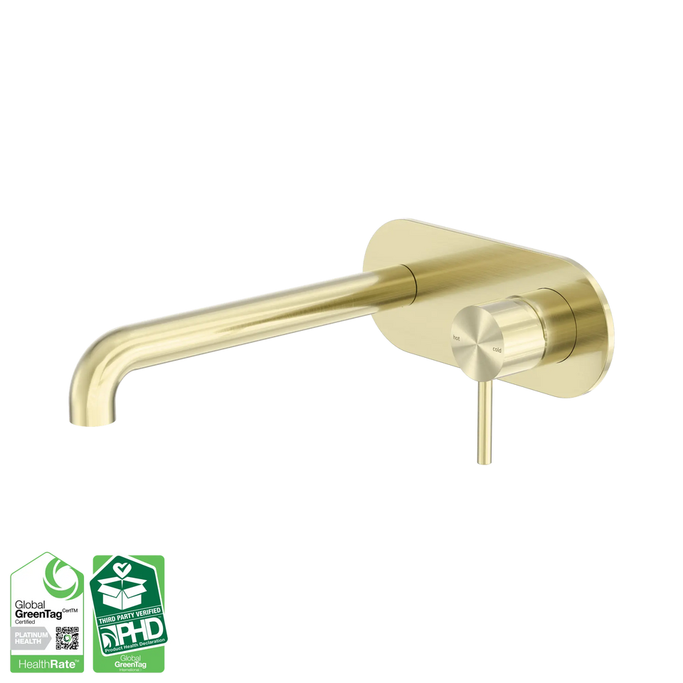 Nero Zen SS316L Wall Basin/Bath Mixer Set 185/230mm Spout - Brushed Gold / 230MM (NR162210a230BG)