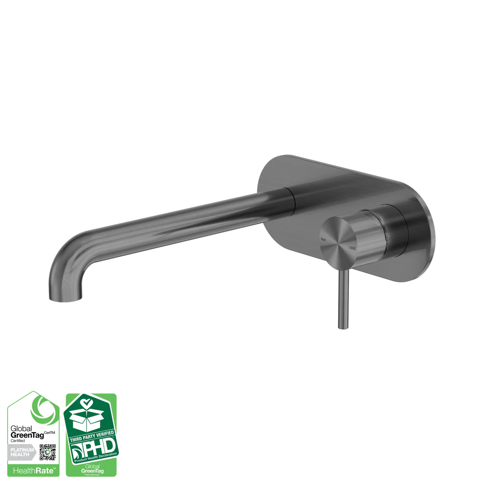 Nero Zen SS316L Wall Basin/Bath Mixer Set 185/230mm Spout Graphite