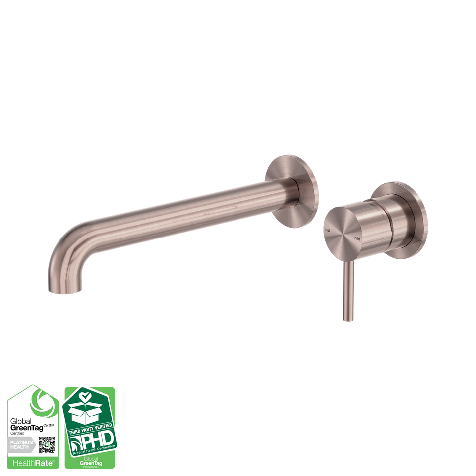 Nero Zen SS316L 230mm Wall Basin/Bath Mixer Separate Back Plate Spout - Brushed Bronze (NR162210b230BZ)