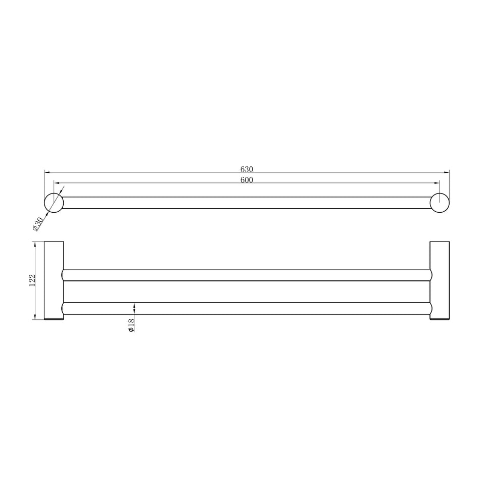 Nero Zen SS316L Double Towel Rail 600/800mm