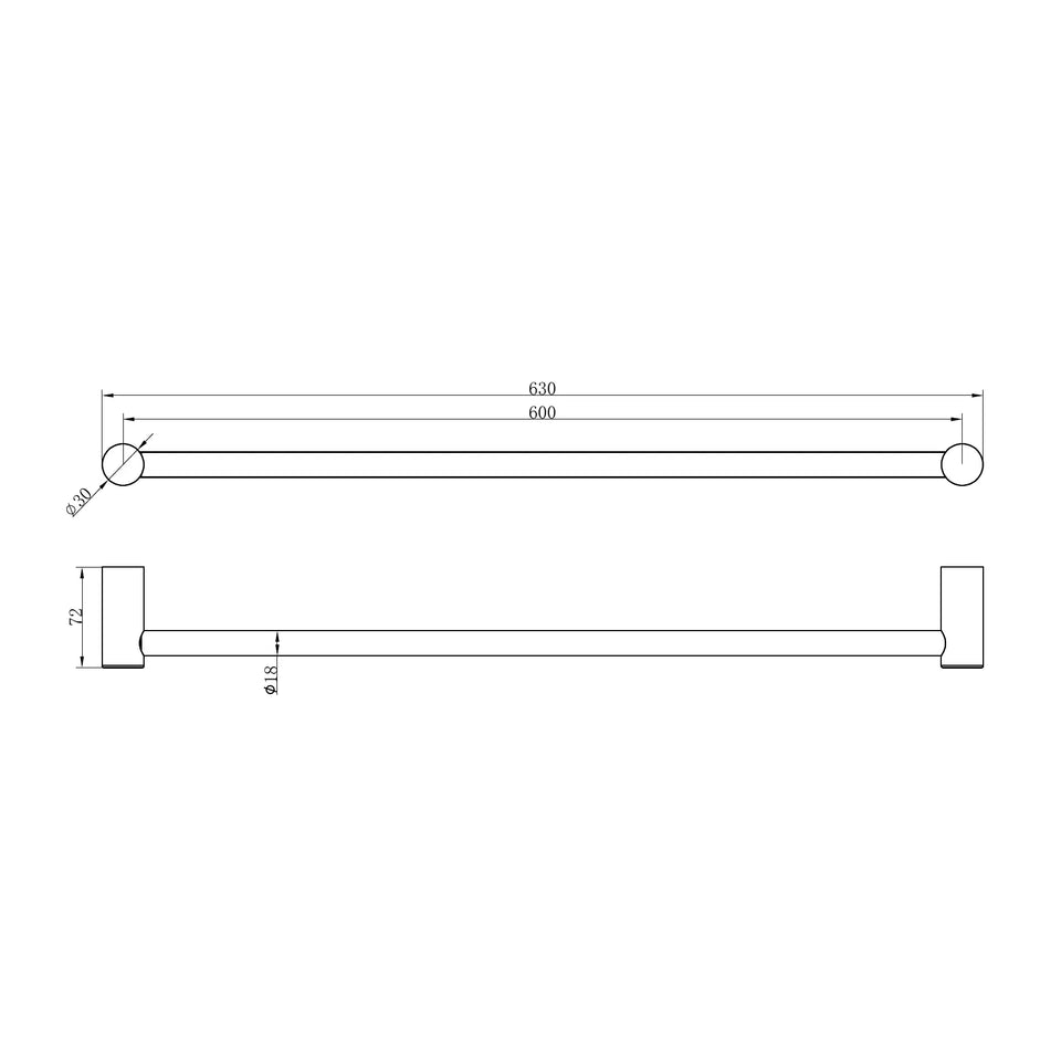 Nero Zen SS316L Single Towel Rail 600/800mm