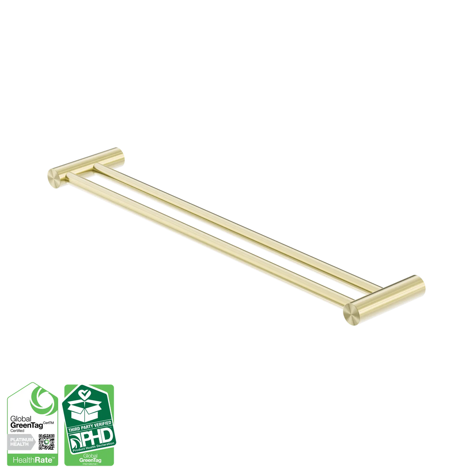 Nero Zen SS316L Double Towel Rail 600/800mm - Brushed Gold / 600mm (NR1624dBG)