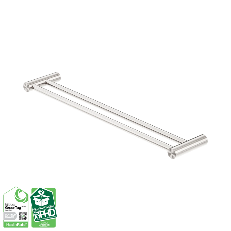 Nero Zen SS316L Double Towel Rail 600/800mm - Brushed Nickel / 600mm (NR1624dBN)
