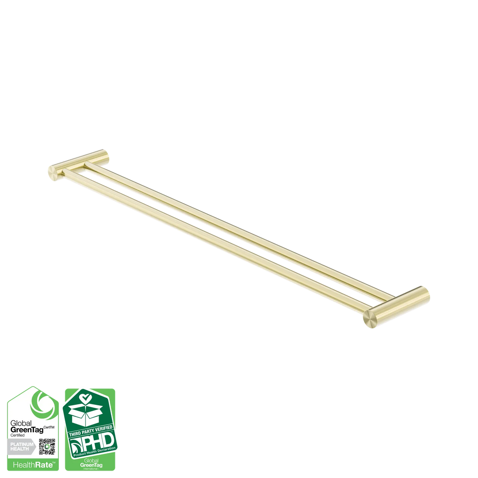 Nero Zen SS316L Double Towel Rail 600/800mm - Brushed Gold / 800mm (NR1630dBG)
