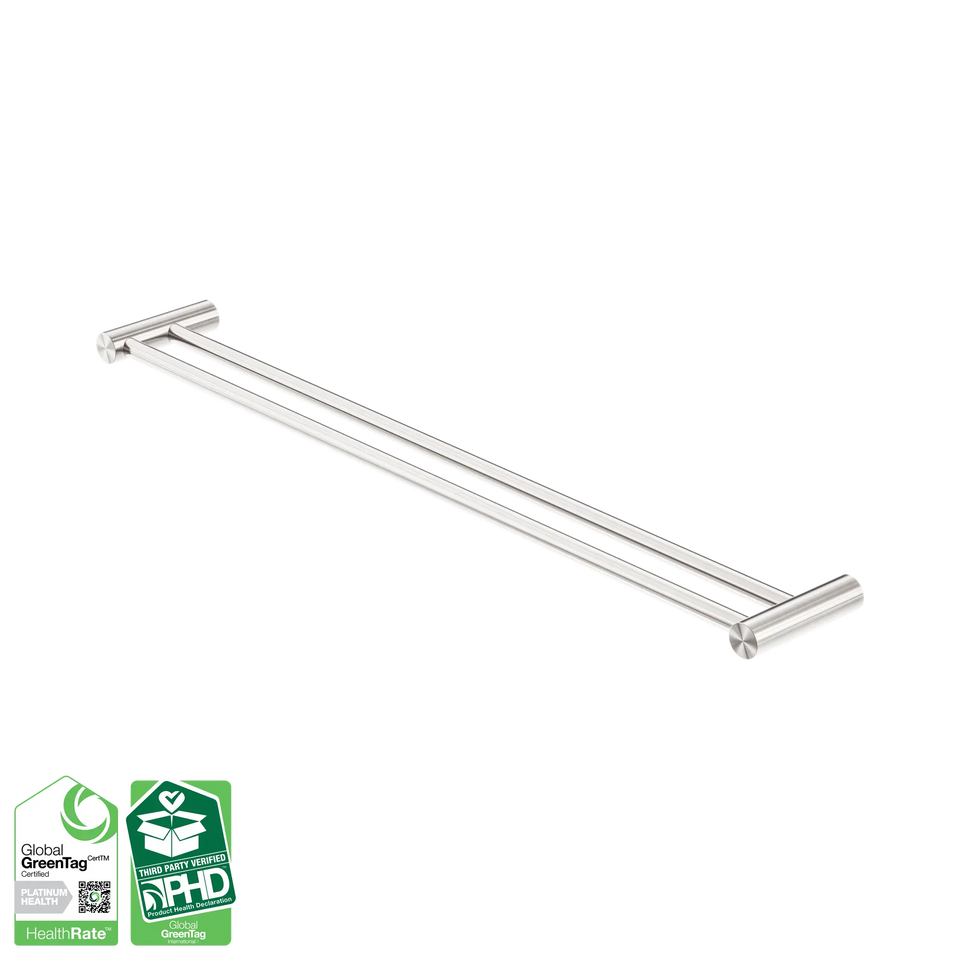 Nero Zen SS316L Double Towel Rail 600/800mm - Brushed Nickel / 800mm (NR1630dBN)