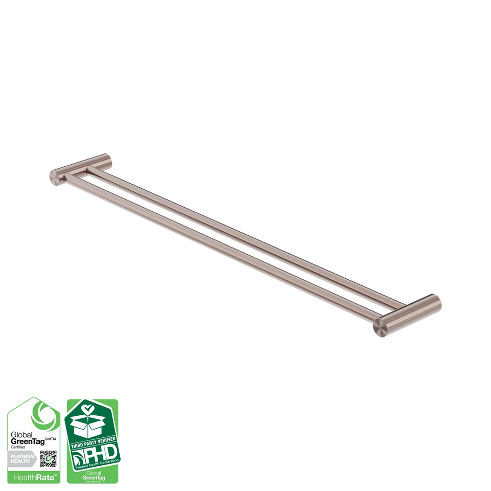 Nero Zen SS316L Double Towel Rail 600/800mm - Brushed Bronze / 800mm (NR1630dBZ)