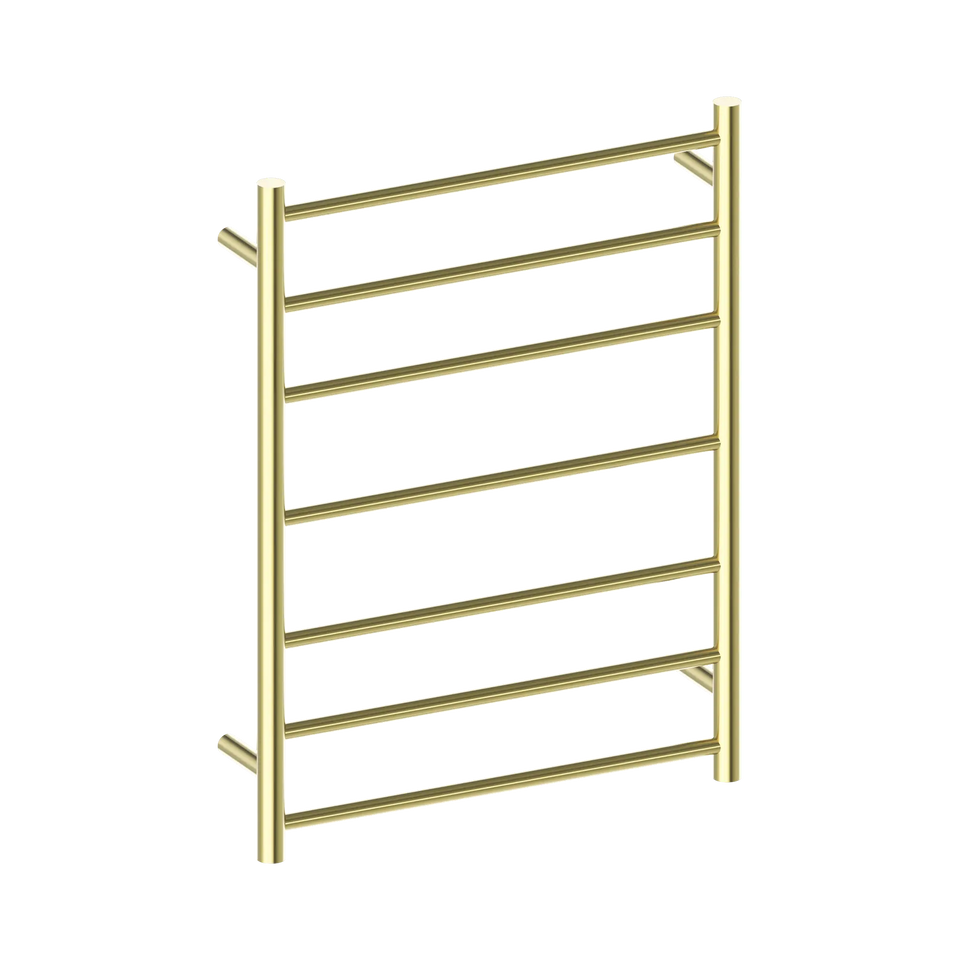 Nero 7 Bar Round Heated Towel Ladder Brushed Gold