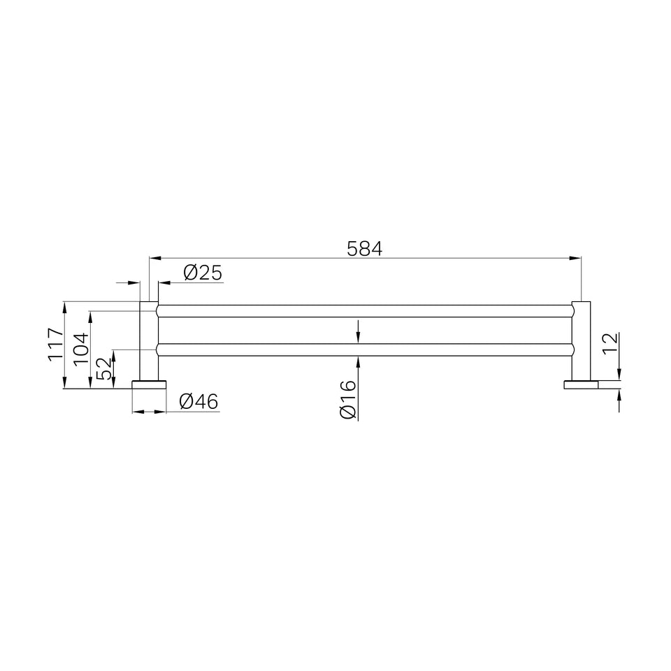 Nero Mecca Double Towel Rail 600/800mm