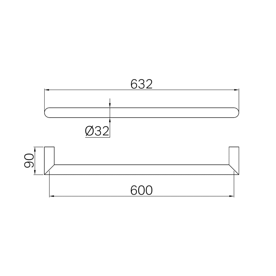 Nero Mecca 240V Single Heated Towel Rail (NR1925hBZ)