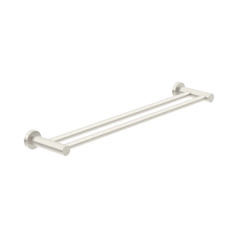 Nero Double Towel Rail 800mm Brushed Nickel