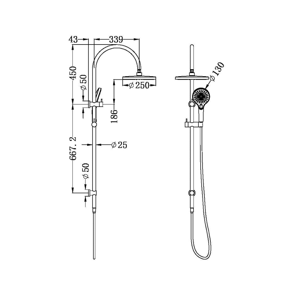 Nero Mecca Twin Shower 2 in 1 with Opal Shower