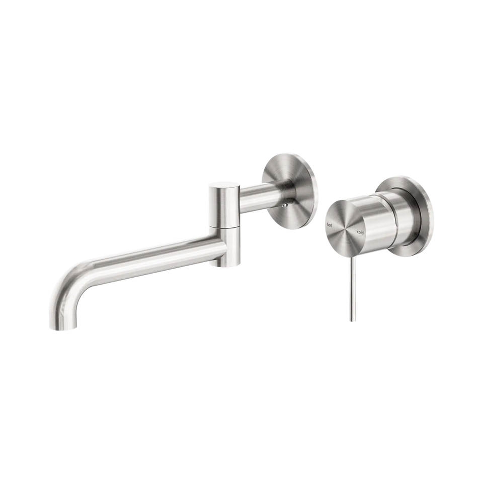 Nero Mecca Wall Basin/Bath Mixer Swivel Spout Set 225mm - Brushed Nickel (NR221910RBN)