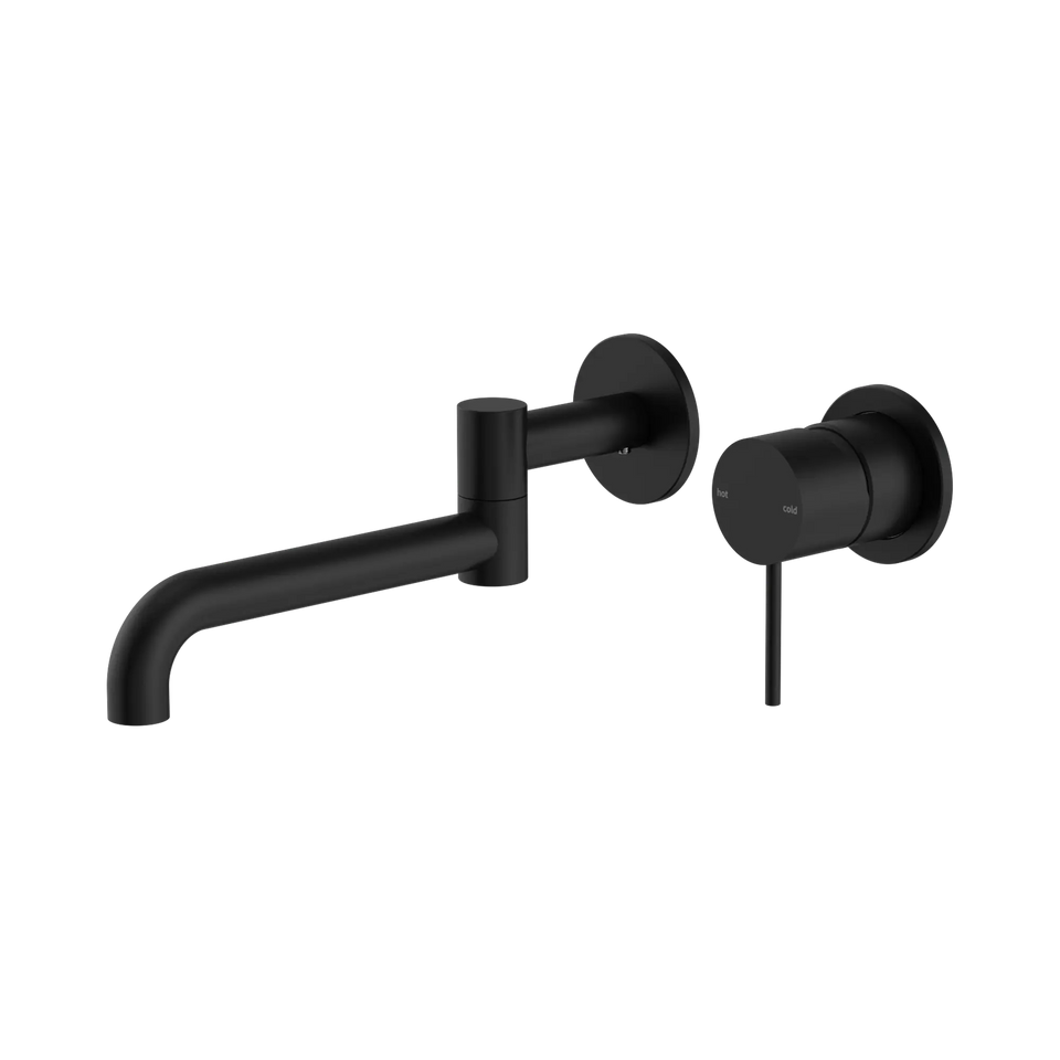 Nero Mecca Wall Basin/Bath Mixer Swivel Spout Set 225mm - Matte Black (NR221910RMB)