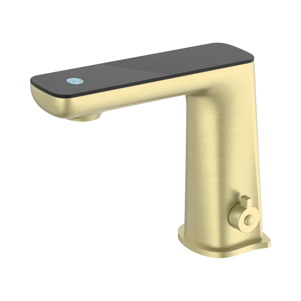 Nero Claudia Sensor Mixer With Black Top Display - Brushed Gold (NR222101BG)