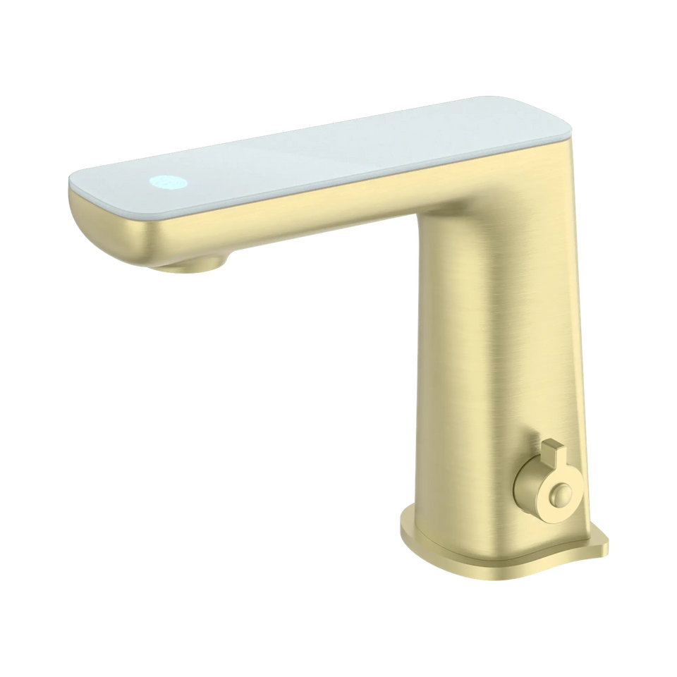 Nero Claudia Sensor Mixer With White Top Display - Brushed Gold (NR222102BG)