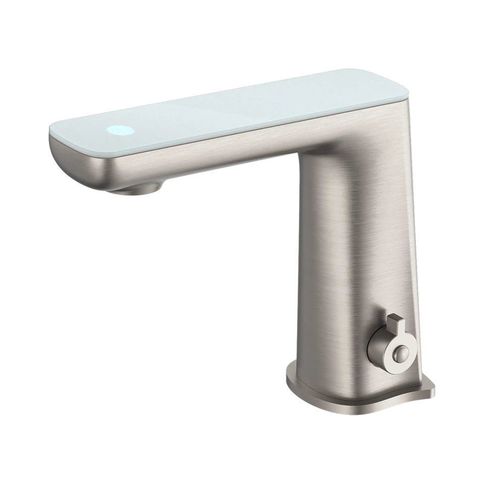Nero Claudia Sensor Mixer With White Top Display - Brushed Nickel (NR222102BN)