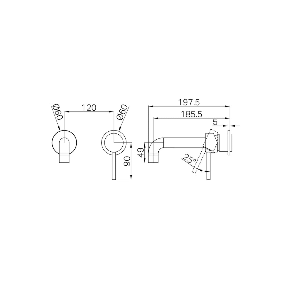 Nero Dolce Wall Basin/Bath Mixer Separate Back Plate Trim Kits Only