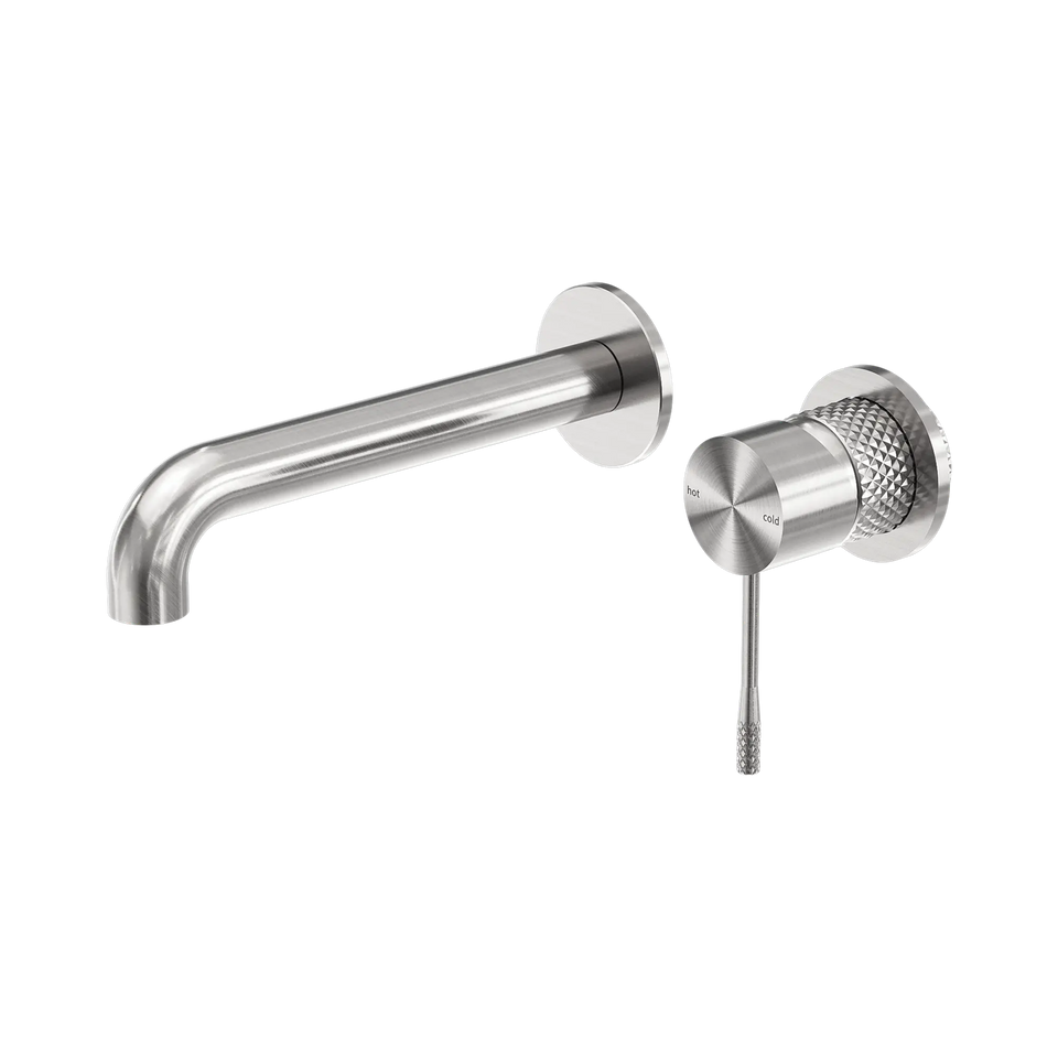 Nero Opal Wall Basin/Bath Mixer Separate Back Plate 160mm - Brushed Nickel (NR251907B160BN)