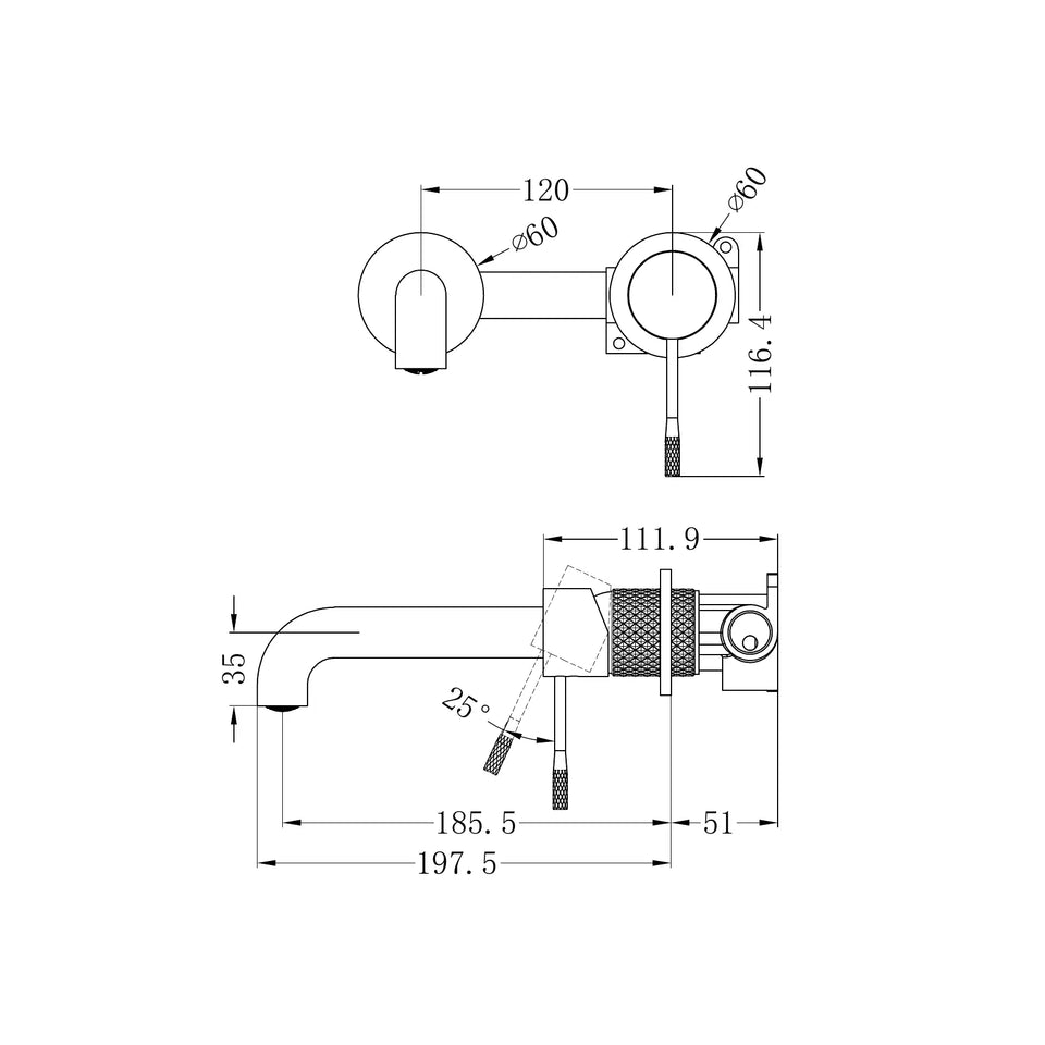 Nero Opal Wall Basin/Bath Mixer Separate Back Plate
