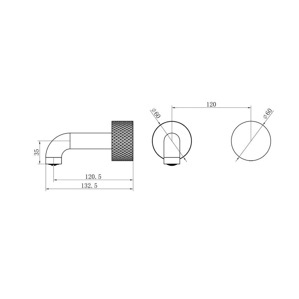 Nero Opal Progressive Wall Basin/Bath Set 120mm - Trim Kit technical ...