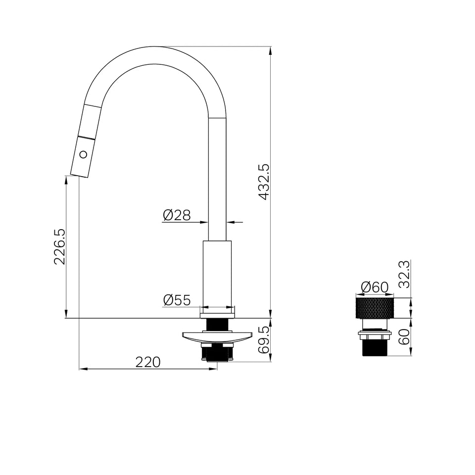 Nero Opal Progressive Pull Out Kitchen Set technical drawing (NR252008)