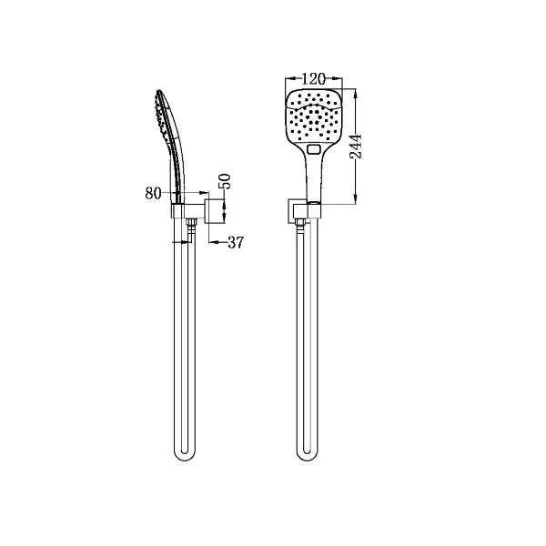 Nero Rain Square 3 Function Rail Shower Bracket