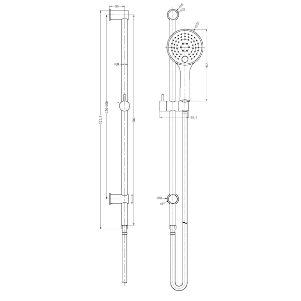Nero Dolce 3 Function Rail Shower
