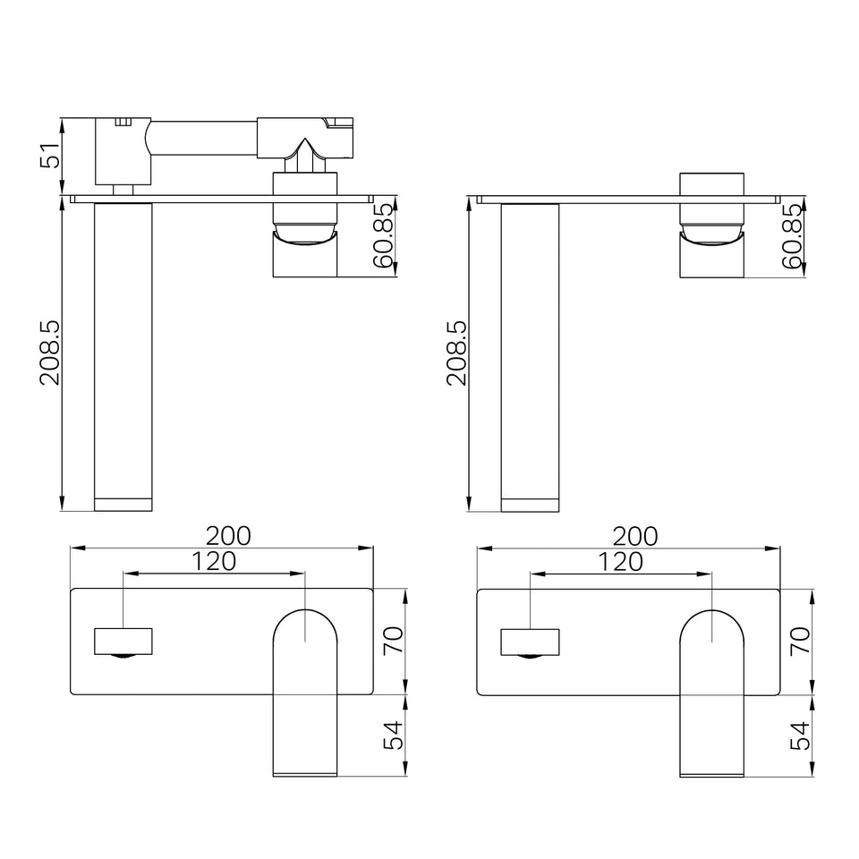 Nero Bianca Wall Basin/Bath Mixer