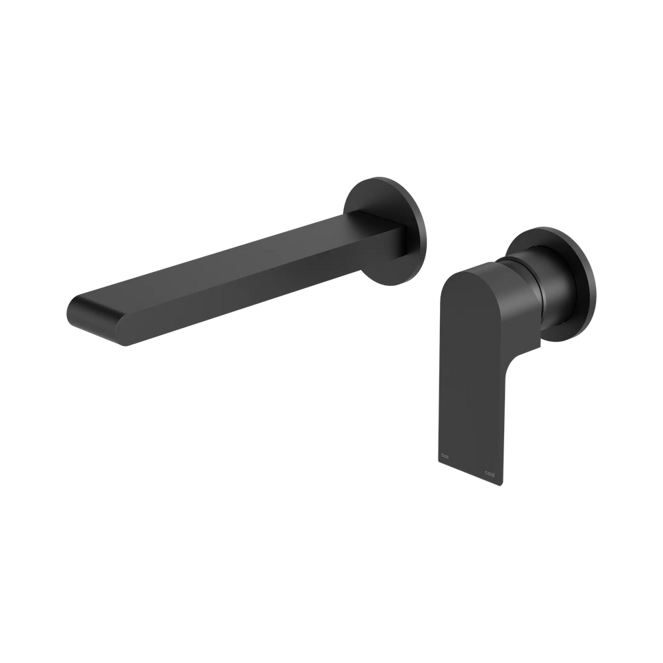 Nero Bianca Wall Basin/Bath Mixer Separate Back Plate 187mm Matte Black
