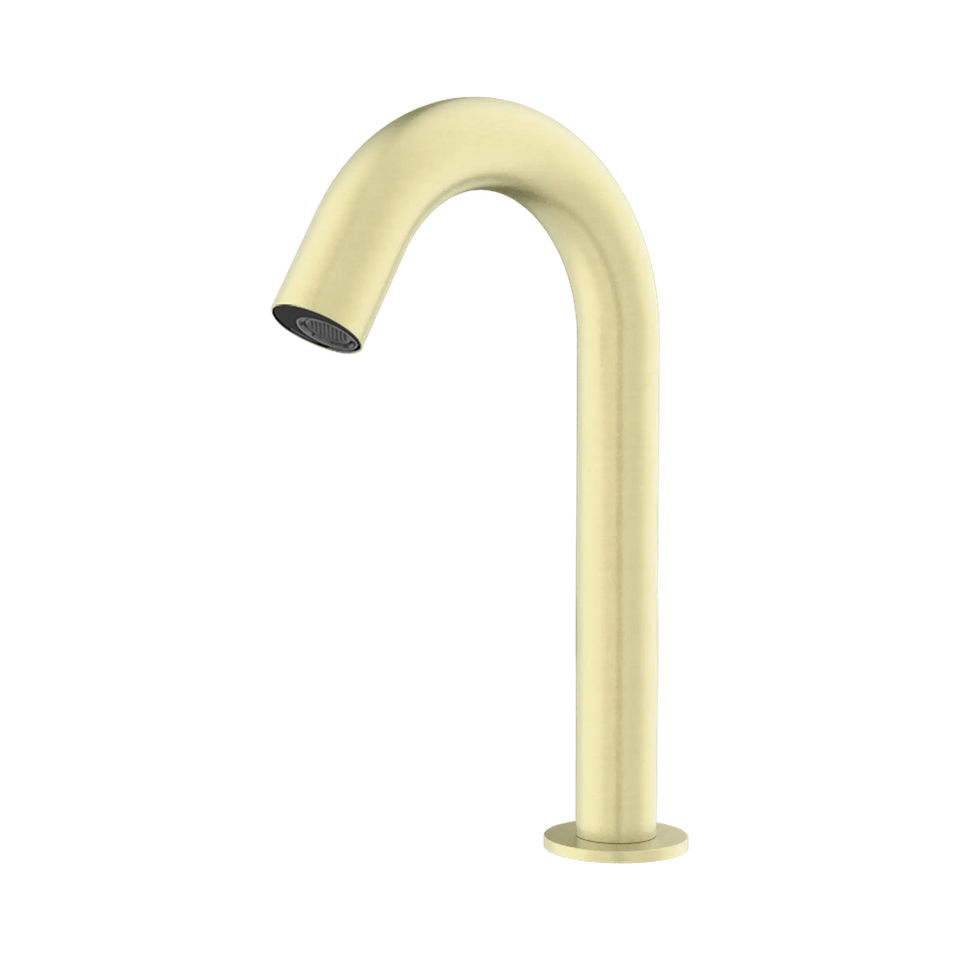 Nero Electronic Sensor Bench Basin Tap Curved Gooseneck - Brushed Gold (NR402BG)