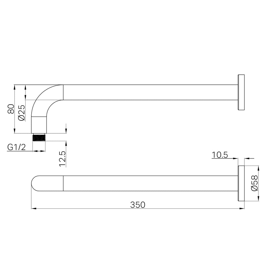 Nero Round Shower Arm Length