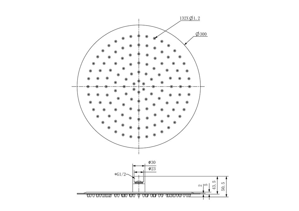 Nero Zen SS316L Round Shower Head