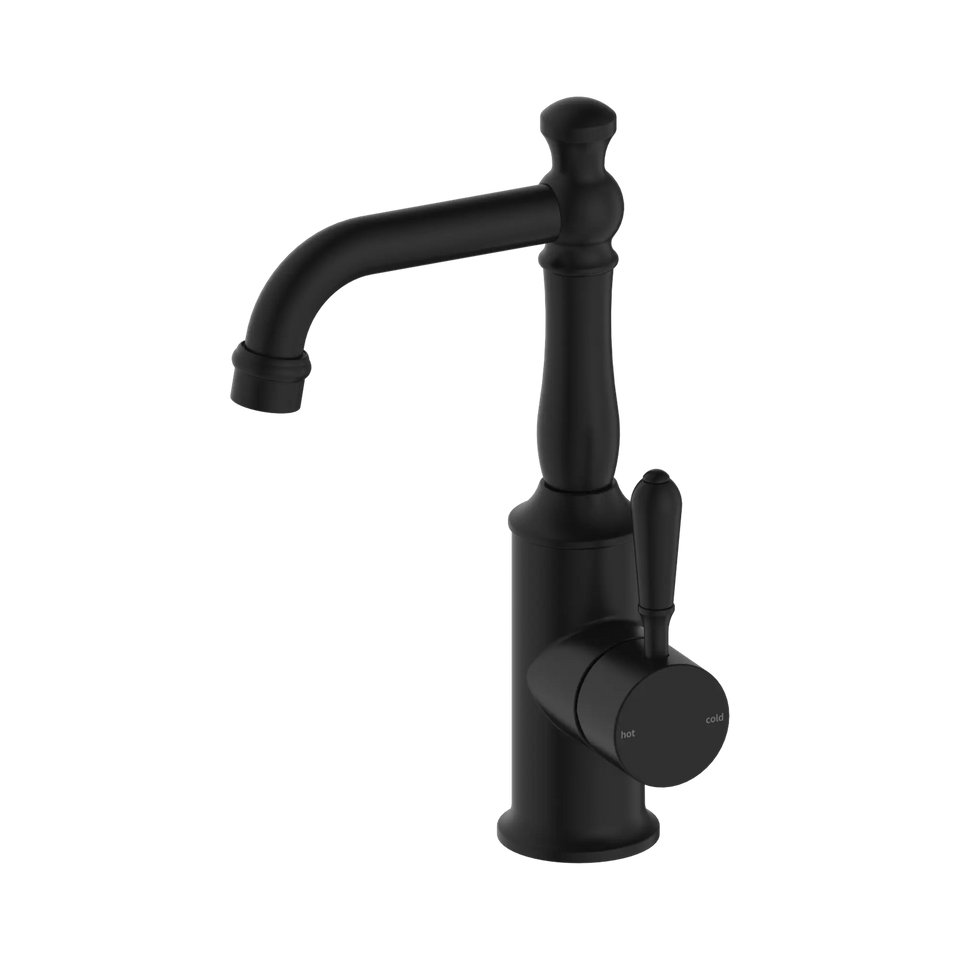 Nero York Basin Mixer With Metal Lever - Matte Black (NR69210102MB)
