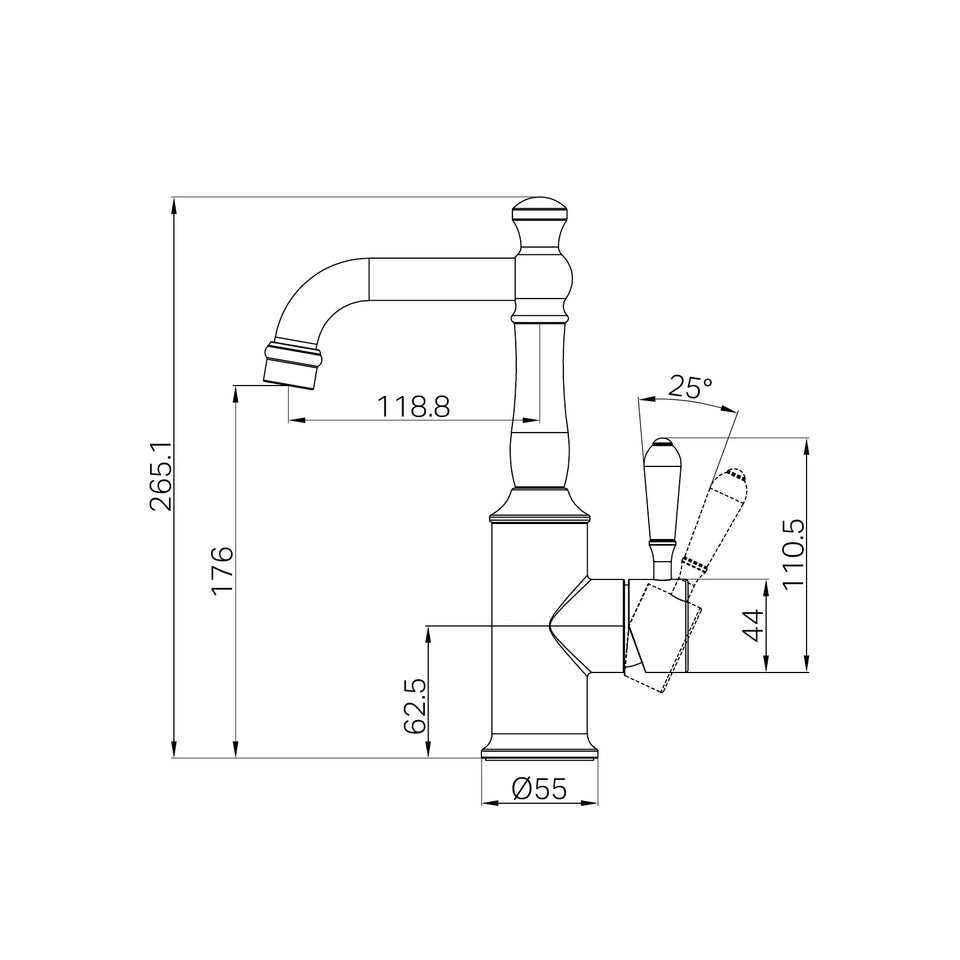 Nero York Basin Mixer With Metal Lever