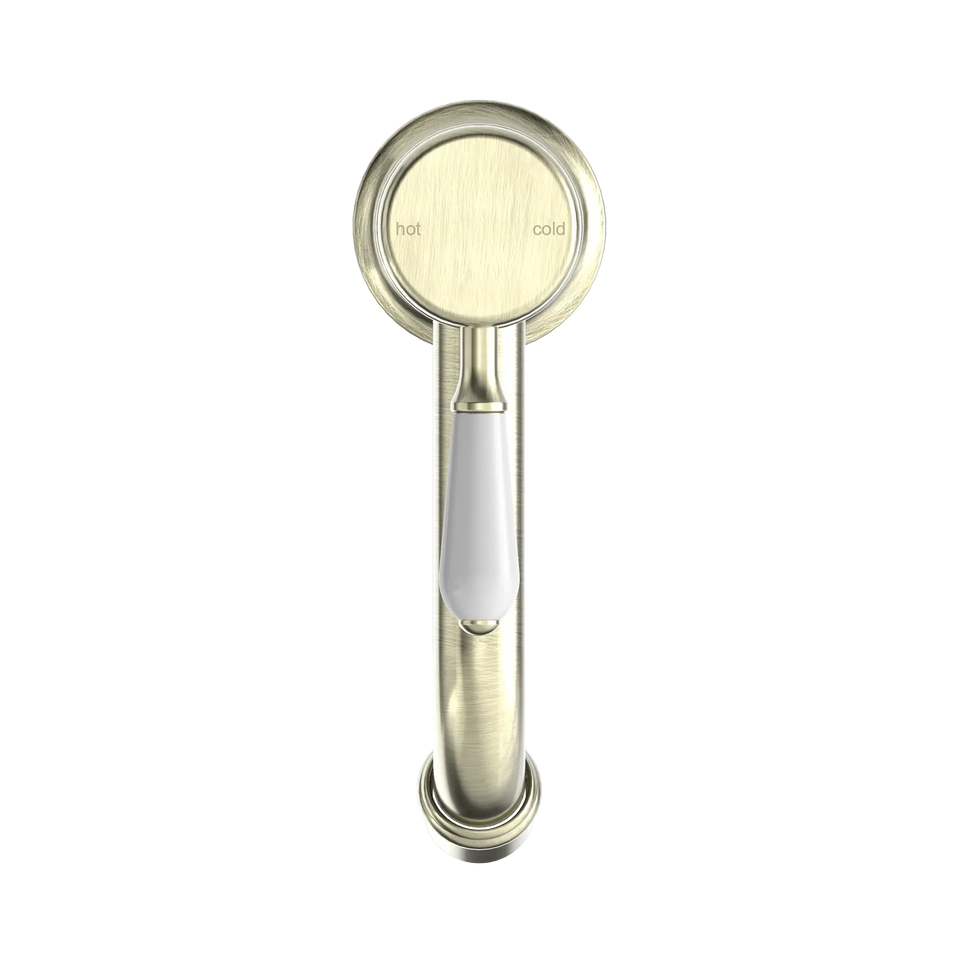Nero York Straight Basin Mixer With White Porcelain Lever