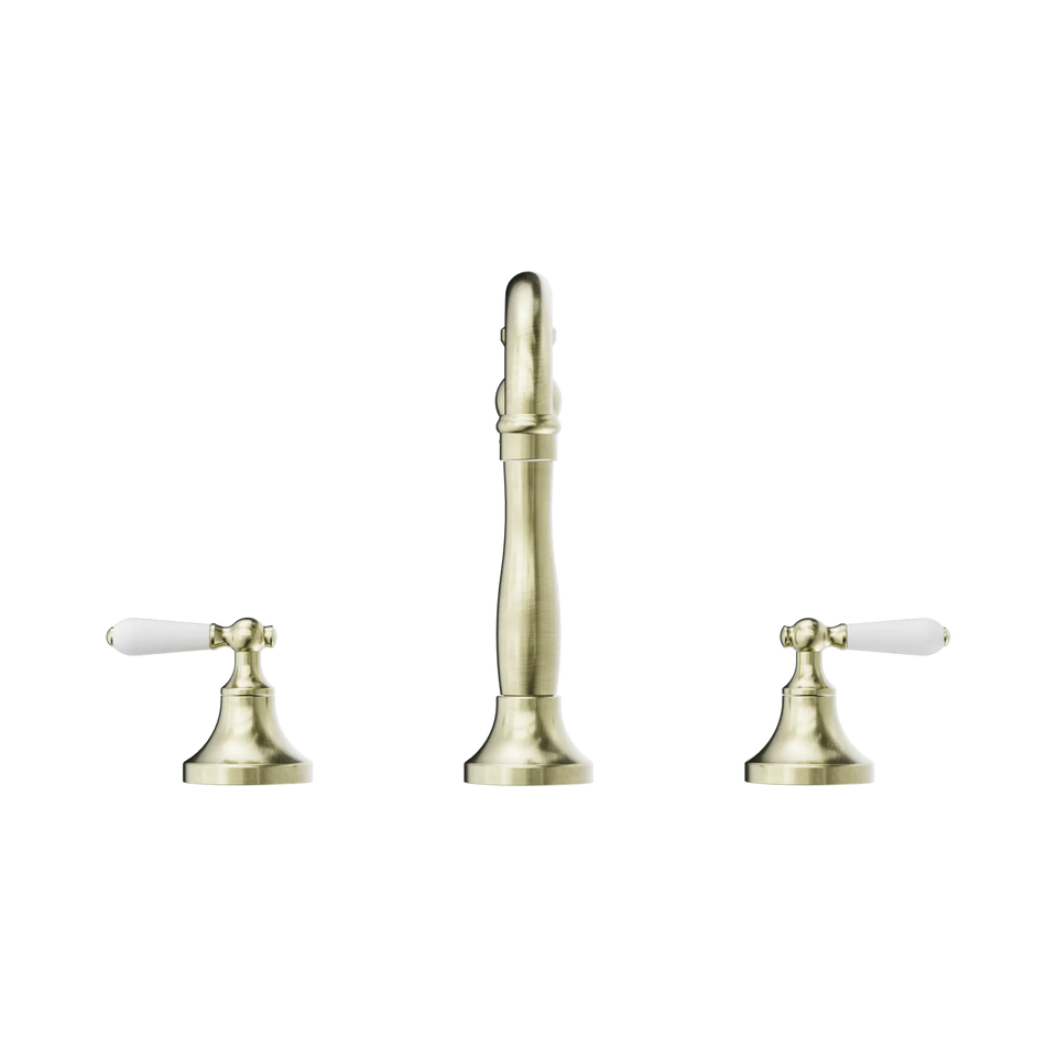 Nero York Basin Set With White Porcelain Lever