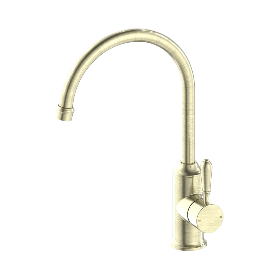 Nero York Kitchen Mixer Gooseneck Spout with Metal Lever
