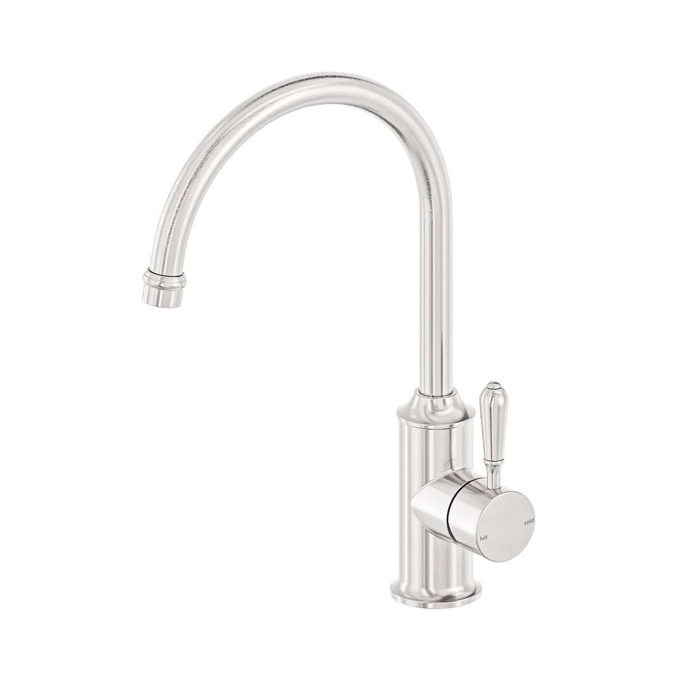 Nero York Kitchen Mixer Gooseneck Spout with Metal Lever - Brushed Nickel (NR69210602BN)