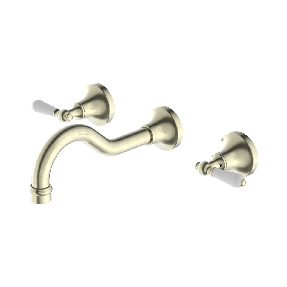 Nero York Wall Basin Set with White Porcelain Lever