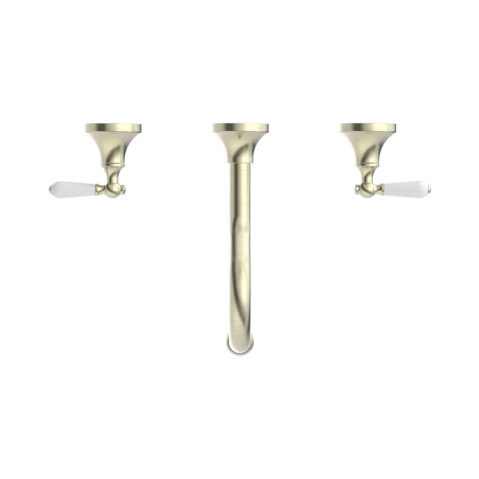 Nero York Wall Basin Set with White Porcelain Lever