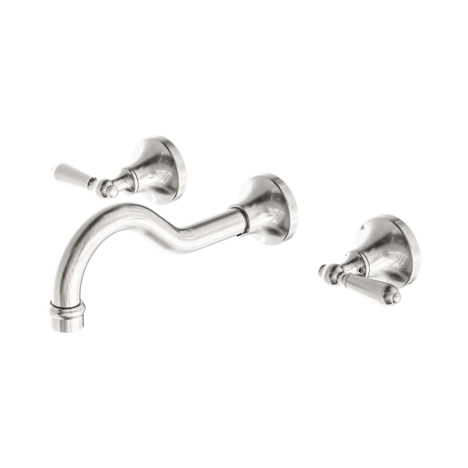 Nero York Wall Basin Set With Metal Lever