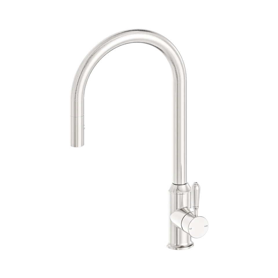 Nero York Federation Pull Out Sink Mixer With Vegie Spray Function With Metal Lever - Brushed Nickel (NR69210802BN)