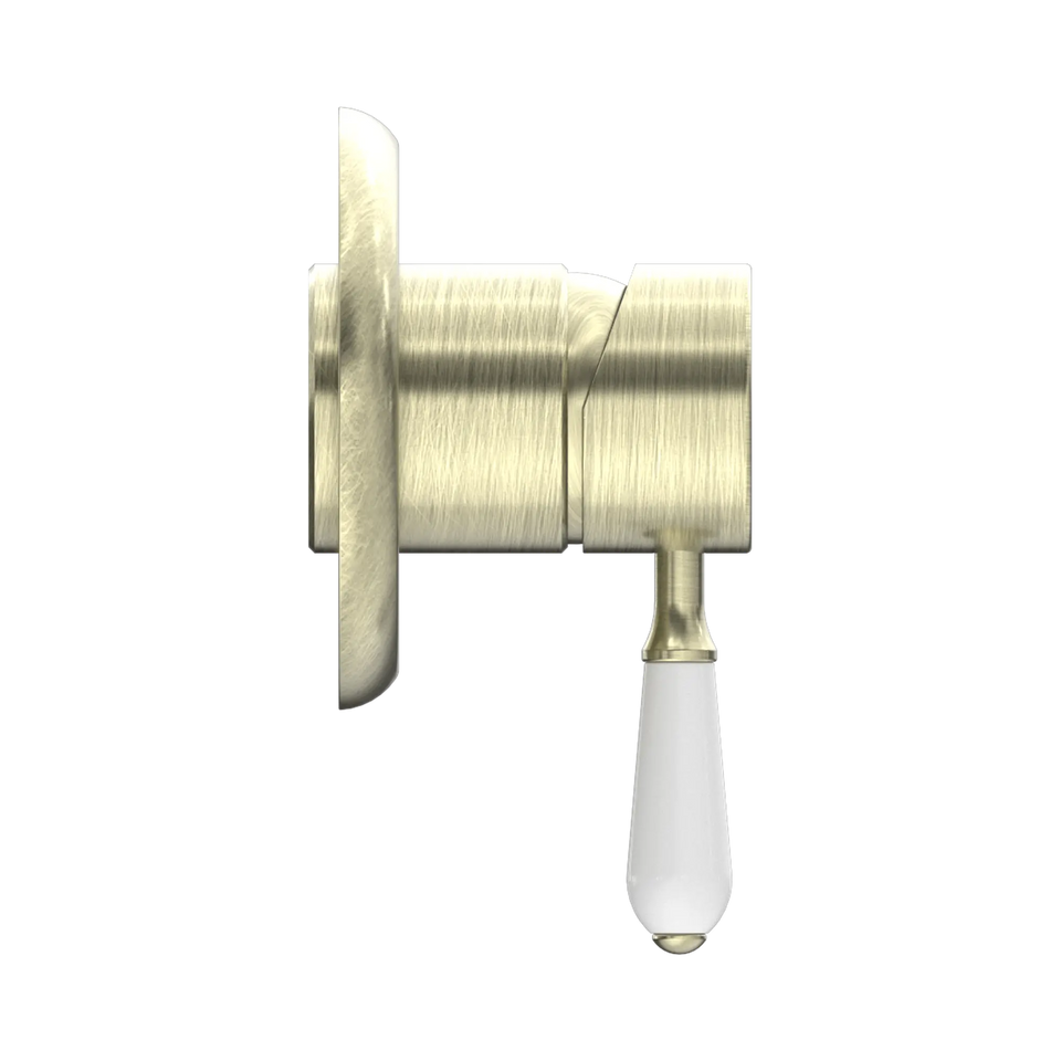 Nero Tapware York Federation Shower Mixer With White Porcelain Lever